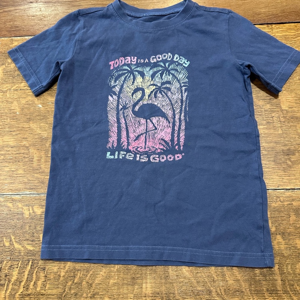 Life is Good Kids' Blue‎ Graphic Tee Sz small(AC)